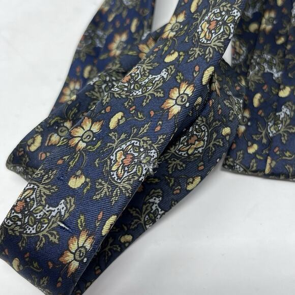 Vintage‎ Herve Monsigny 100% Silk Tie Blue Yellow Floral Print Designer Necktie - Picture 4 of 8
